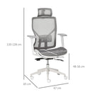 Sedia Poltrona Direzionale da Ufficio 67x65x120-128 cm in Tessuto a Rete Grigio