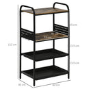 Mobile Cucina 4 Ripiani 60x40x112 cm in MDF e Acciaio Marrone