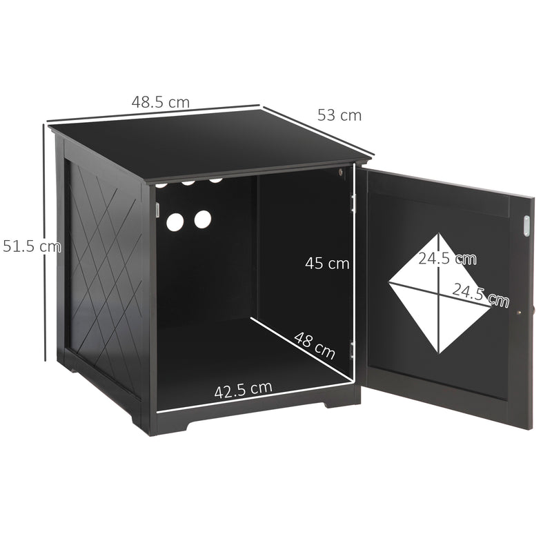 Lettiera per Gatti con Porta Magnetica 48,5x53x51,5 cm in MDF e Truciolato Nera