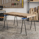 Set 2 Cavalletti da Lavoro Pieghevoli 99,5x36,5x78,5 cm con Superficie Antiscivolo in EVA Blu e Nero      