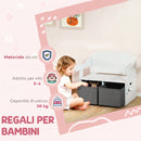Panca Porta 3 in 1 Giochi per Bambini 3-6 Anni Convertibile in Tavolo e Sedia con 2 Contenitori in MDF Bianco      
