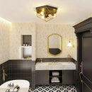 Lampadario Stile Industriale Geometrica con 3 Attacchi E27 per Lampadine LED in Metallo Nero e Oro      