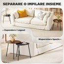 Set 2 Tavolini da Salotto Impilabili con Telaio in Metallo Noce e Nero      