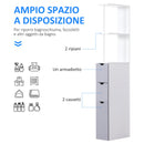 Mobiletto a Colonna da Bagno Salvaspazio in Legno Bianco 15x33x136 cm 