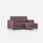 Divano 2 Posti con Pouf 148x155x85 cm Marrak in Tessuto Prugna
