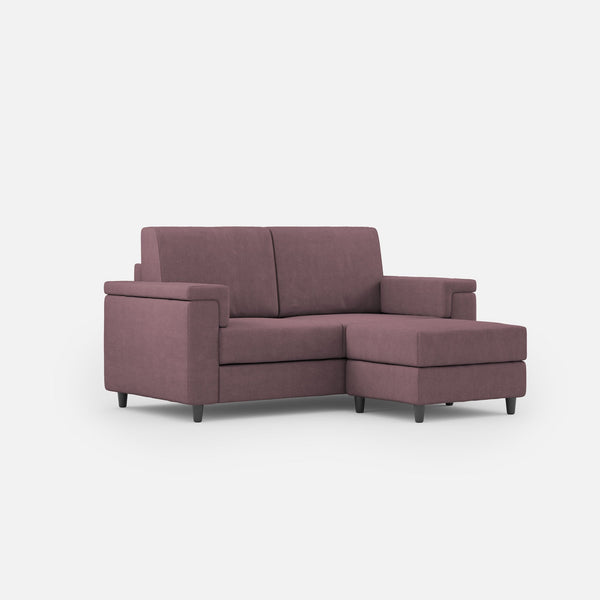 Divano 2 Posti con Pouf 148x155x85 cm Marrak in Tessuto Prugna sconto