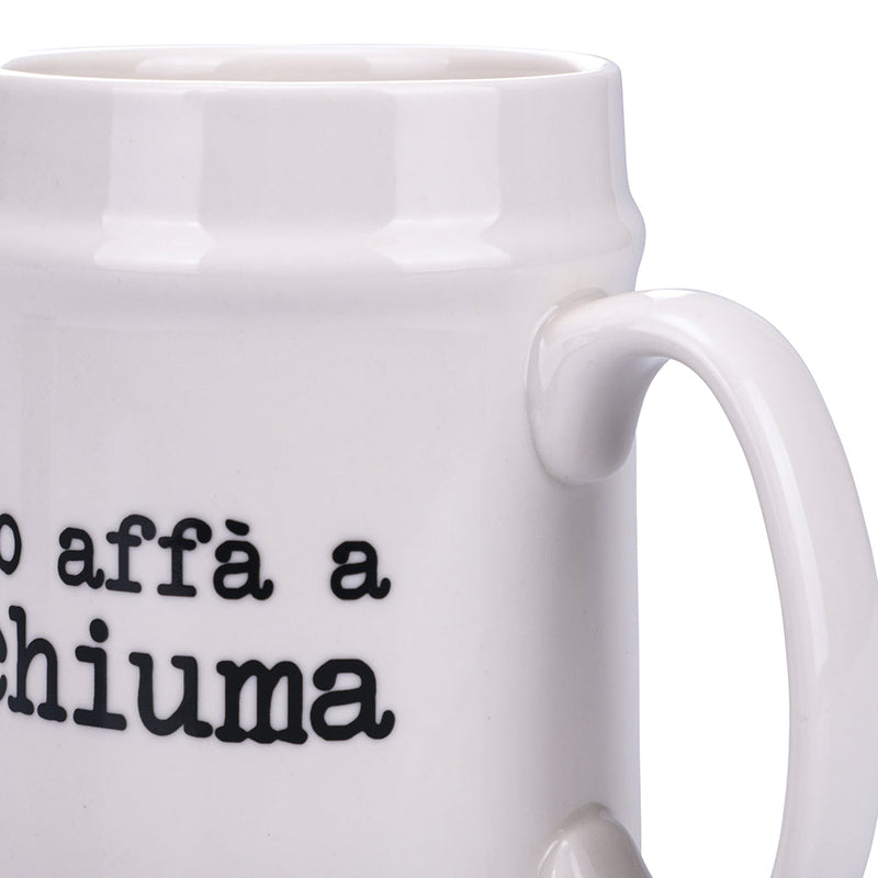 Boccale di Birra Ø8x13 cm in New Bone China VdE Tivoli 1996 Spqr bianco