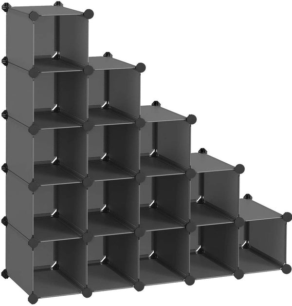 Bibliothèque modulable avec cubes PVC 53 pièces modulables Noir online
