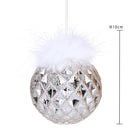 Set 4 Palla con Rombi e Piume Ø10 cm Silver