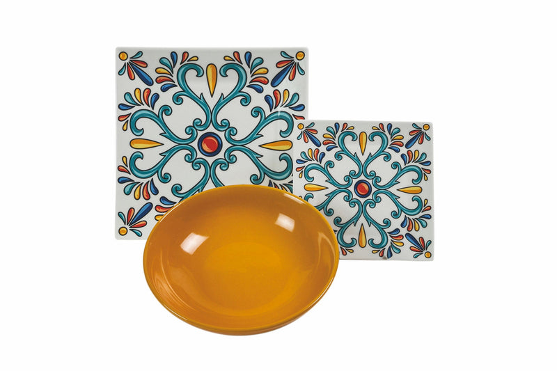 Servizio Piatti 18 Pezzi in Porcellana e Gres Multicolor Villa d'Este Home Tivoli Barrio