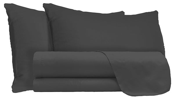 acquista Ensemble de draps doubles dessus et dessous et taies d'oreiller couleur unie gris foncé