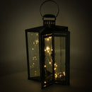 Lanterna con Led in Metallo stella nero cm 27,5x27,5xh42/48