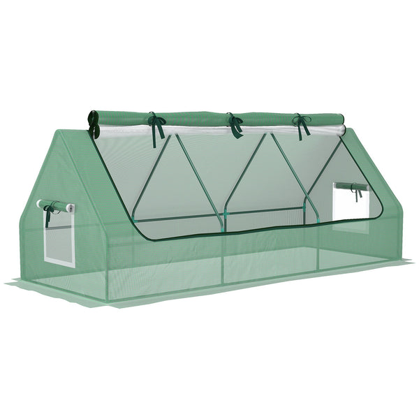 prezzo Serra Piccola 240x90x90 cm con 2 Finestrelle Laterali e Finestra Centrale in Acciaio PE e PP Verde
