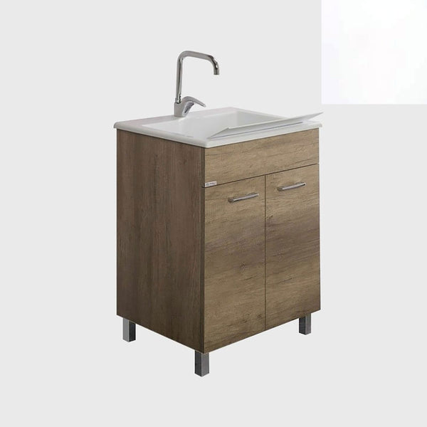 prezzo Mobile Lavatoio Vasca Zeus in MineralMarmo Apertura a 2 Ante 77,5x48x84 cm Bianco Latte