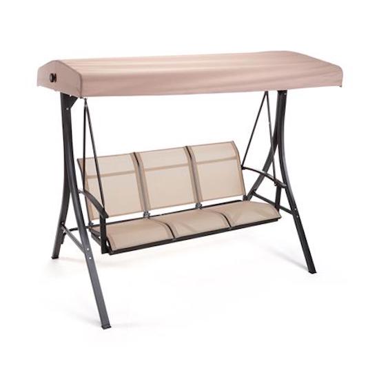 Balançoire de jardin 3 places en fer et polyester Taddei Torino Beige sconto