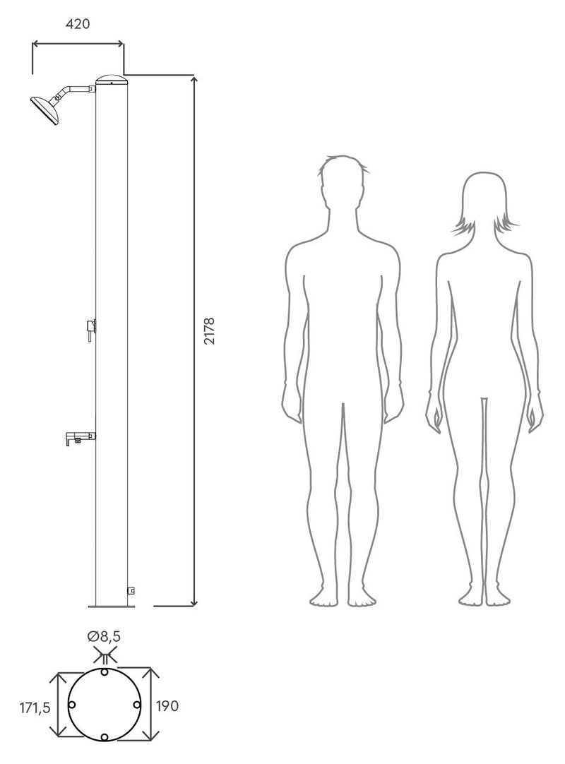 Doccia Solare da Giardino 28L Miscelatore e Lavapiedi Tevere B Bianco Perla