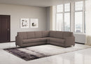 Divano Angolare 6 Posti 281x241x85 cm Karay in Tessuto Talpa
