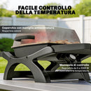 Barbecue Elettrico 2300W Portatile da Tavolo con Ripiani Laterali in Acciaio e Ghisa Nero      