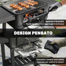Barbecue a Carbone 112x63x101,5 cm Affumicatore Portatile con Ventilazione Termometro e Mensole Laterali in Acciaio Nero      