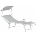 Lettino Prendisole da Giardino 181x60xH39 cm in alluminio bianco ghiaccio Bagnino