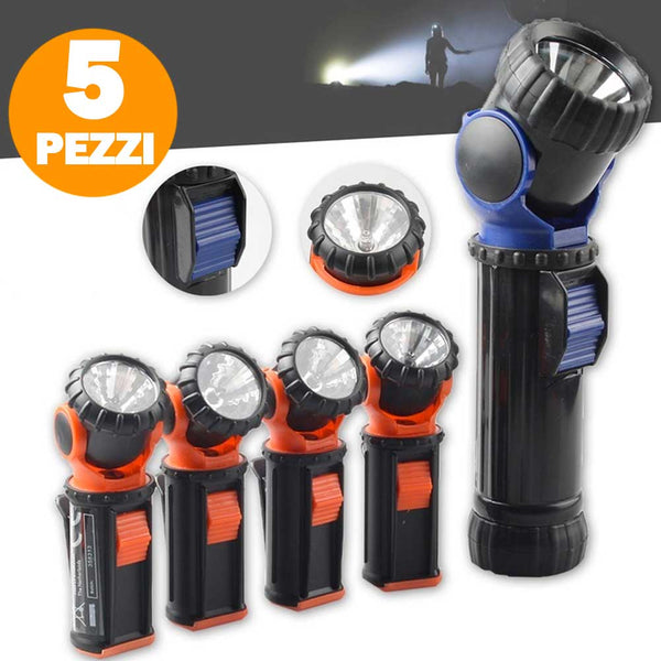 online Set 5 Torce Con Testa Rotante 90gr Agganciabili Con Clip Fissaggio Illuminazione
