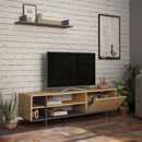 Mobile TV 1 Anta 2 Ripiani e Mensola 160x35,5x44 cm in MDF Stockton Rovere Antracite