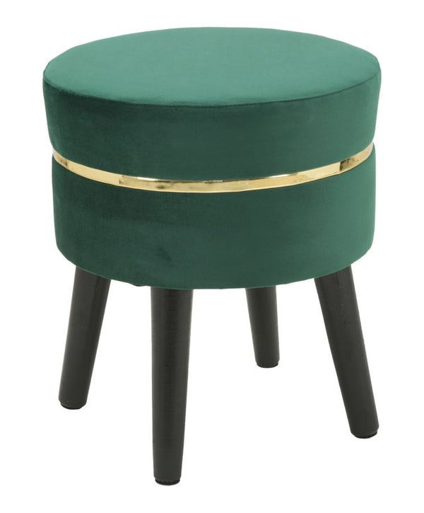 acquista Tabouret Paris Vert Ø35x40,5 cm Bois Eponge et Velours Synthétique Vert et Doré et Noir