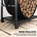 Portalegna da Esterno e Interno 47,5x33x44 cm con Borsa Portata 50 kg in Metallo Nero      