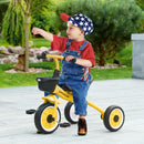 Triciclo per Bambini con Seduta Regolabile 70.5x50x58 cm Struttura in Metallo Giallo  
