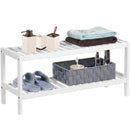 Scarpiera Multiuso 33x70x26 cm 2 Ripiani in Bambù Bianco