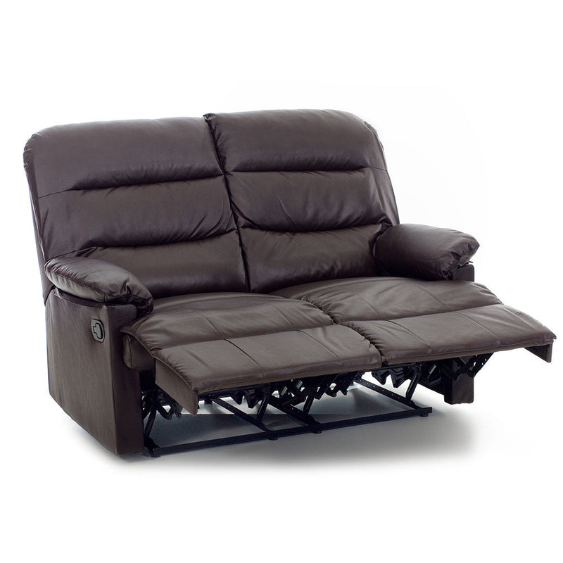 Divano 2 Posti Reclinabile Manuale in Similpelle Mara Marrone