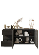 Madia Design Moderno 2 Ante 3 Cassetti Venus 181x44x84 cm Titanio E Noce Mercure