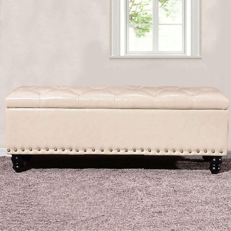 Panca Contenitore in Similpelle Cassapanca Capiente Beige