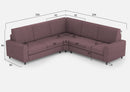 Divano Angolare 5 Posti 226x226x85 cm Sakar in Tessuto Prugna