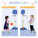 Canestro da Basket e Set Golf per Bambini con Altezza Regolabile Bianco e Blu