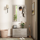 Set da Ingresso con Scarpiera Appendiabiti e Specchio in Legno e Vetro Grigio   