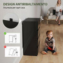 Cassettiera 4 Cassetti 55x33x80 cm Design Moderno e Multiuso in Legno Nero      