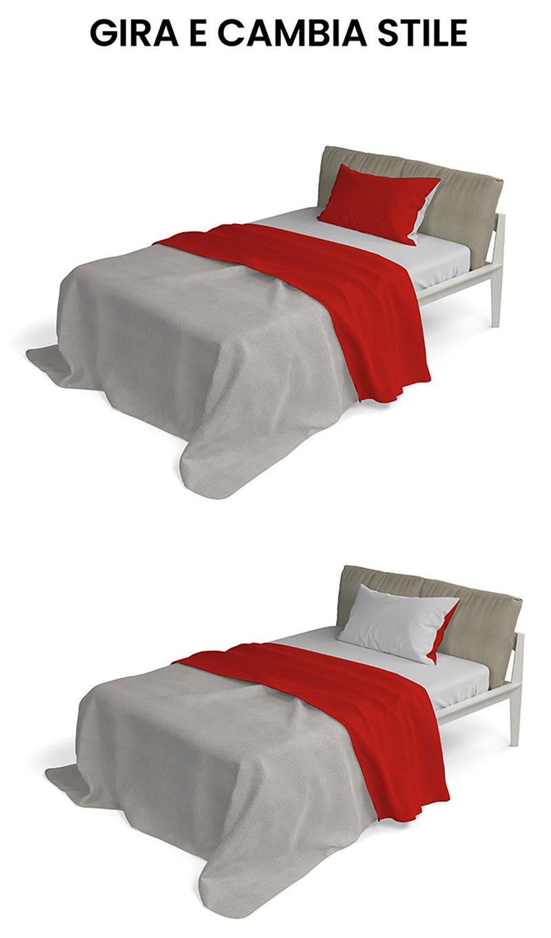 Set Lenzuola Sopra Sotto e Federe Doubleface Rosso\/Grigio Chiaro