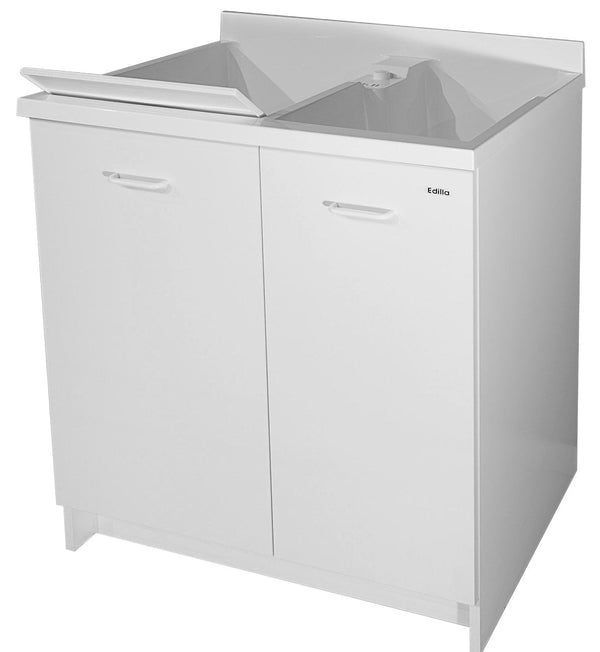 Meuble Évier 80x60x85cm 2 Portes 2 Cuves Axes en Montegrappa Edilla Thermoplastique Blanc avec Panier online