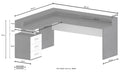 Scrivania Angolare 3 Cassetti e Ripiani a Giorno 180/160x60x90 cm New Selina Bianco Lucido  