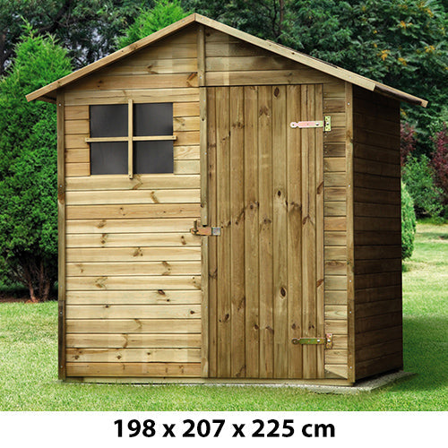 prezzo House Box Abri en Bois pour Outils avec Porte et Fenêtre 198X207X225Cm 