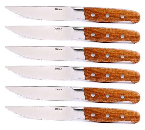 online Set de 6 Couteaux à Steak Lame Dentée Manche Bois d'Aconcagua