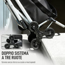 Carrello della Spesa 46x59.5x97 cm con Borsa da 40L Impermeabile e Sedile in Alluminio Nero e Argento      