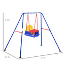 Altalena per Bambini da Giardino 140x110x120 cm Seggiolino con Cintura di Sicurezza Multicolor
