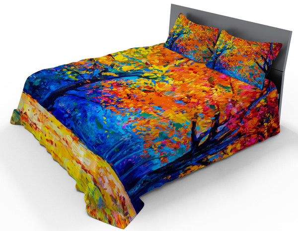 Parure de lit double et taies d'oreiller en coton avec imprimé sconto