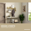 Mensola da Parete con 7 Ganci per Ingresso e Soggiorno 80x12x20 cm in Legno di Abete 