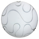 Plafoniera 2xE27 Ganci Cromo Vetro Lastra Bianco Decorato Ondina E-Energy Onda