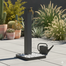 Fontana da Giardino Design a Colonna Quadrata Rubinetto in Ottone e Base con Ciottoli Antracite