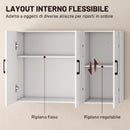 Mobile Bagno da Parete 90x30x60 cm con 3 Ante e Ripiano Regolabile Salvaspazio in MDF Bianco      