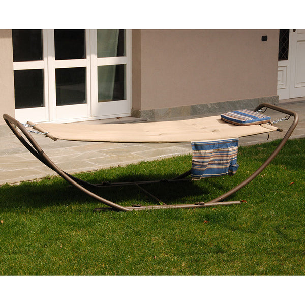 online Hamac Bain de Soleil Pliant Structure Fer Peint Housse Polyester Taupe